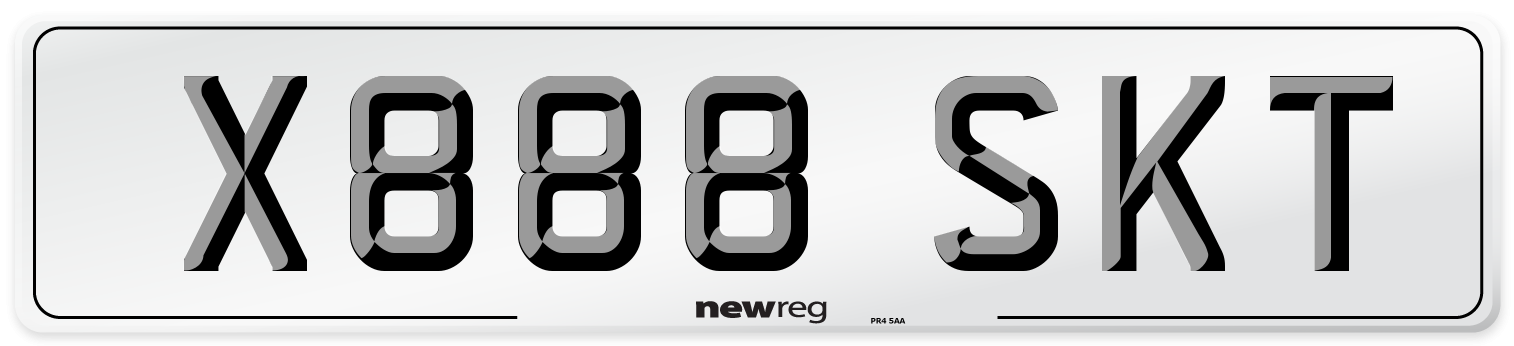 X888 SKT Number Plate from New Reg